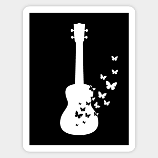 Ukulele Silhouette Turning Into Butterflies Sticker